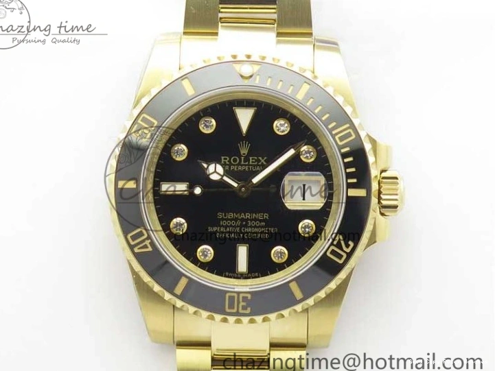 AAA Replica Watches Bracelet SA3135 3010 Black Diam Black Maker 1:1 Dial Bp 116618 Edition V on Ceramic 316L Submariner YG Supportive LN Best 0105